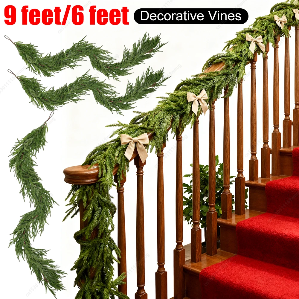 

Рождественская гирлянда 6/9 футов Norfolk, сосновая гирлянда, настоящая сенсорная гирлянда из искусственной зелени для стола, настенная мантия, в помещении, на открытом воздухе