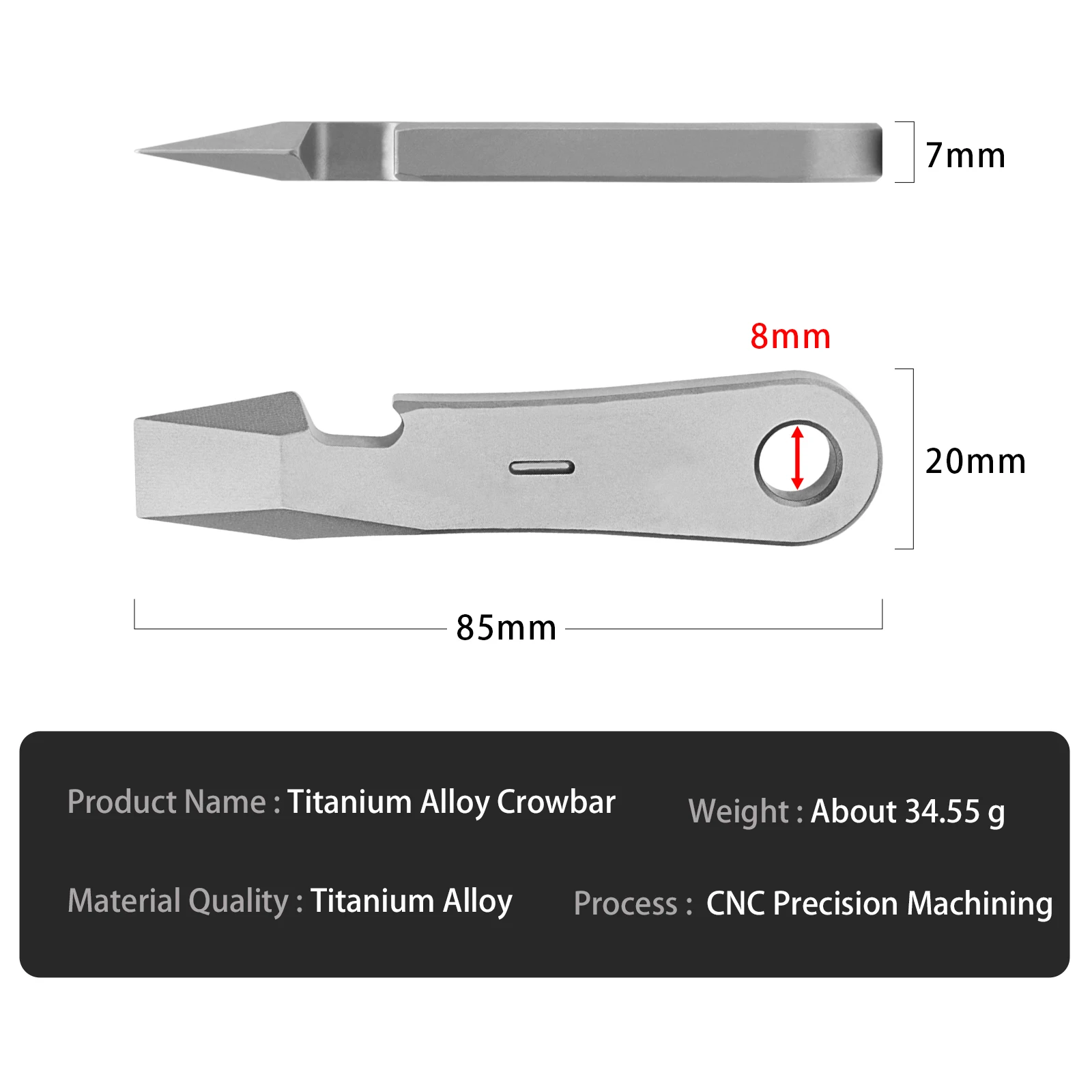 Titanium Alloy Outdoor EDC Pry Bar Multifunctional Pry The Jar Unpacking Small Pocket Tool WC01-B