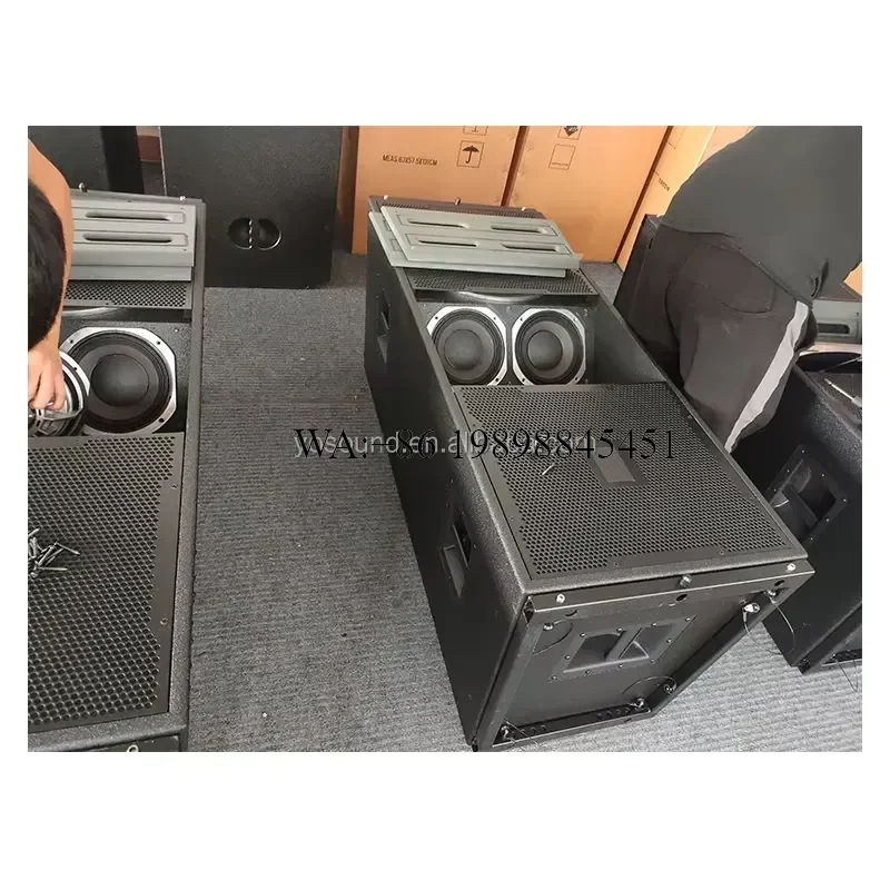 WMWMNU Pro Sound Dual 15 Inch Line Array Speakers System Power Amplifier Professional Stage Music for Wedding