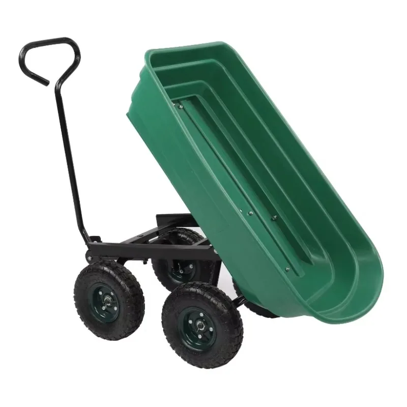 

Four Wheels Pneumatic Tires Steel Frame Wheelbarrows TC2145 Patio Lawn Care Green Garden Carts Garden Dump Cart