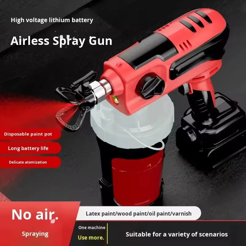 New Handheld Customizable 21v Electric Lithium Battery High-voltage Brushless Airless Spraying Machine Paint Coating Latex Gun
