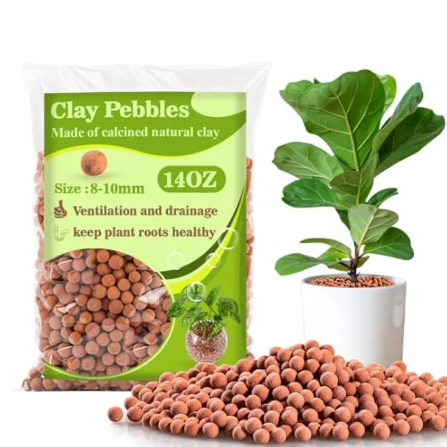 Piedras de Arcilla Sukh de 14 oz para Plantas de Interior, Drenaje y Decoración en Acuaponía, Hidroponía, Elementos Esenciales para Jardinería, Pequeñas Piedras de Leca