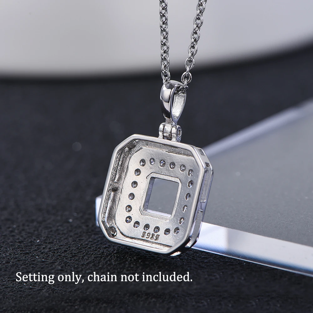 6mm Square Simple Four-Prong Pendant Setting, S925 Sterling Silver Material, Ideal for Handmade DIY Jewelry