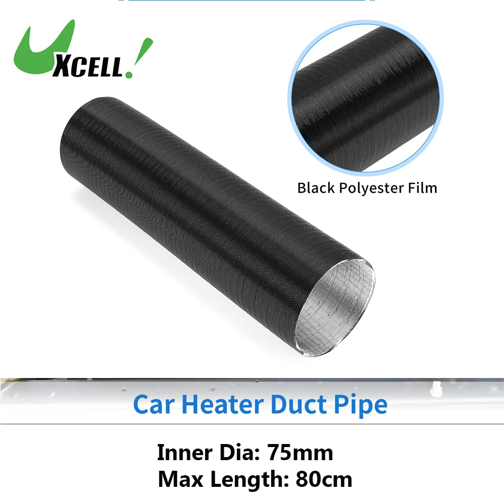 

UXCELL Car Heater Duct Pipe 75mm ID 80cm Max L Aluminum Foil 1 Pc Black