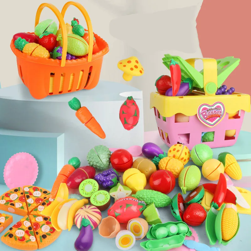 Children's House Fruit Pizza Vegetable Cutting Broken Cut Food Serious Early Education Toy Kitchen Pretend Cook Coloured Knives