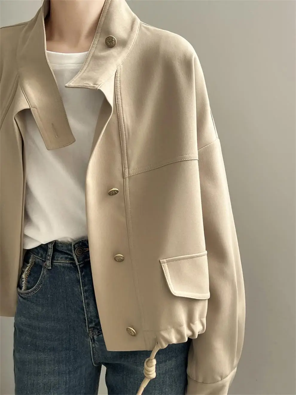 CGC Autunno Inverno Breve Bomber Giacca da Donna Casual Colletto con Risvolto Capispalla 2024 di Nuovo Modo monopetto Cappotti e Giubbotti