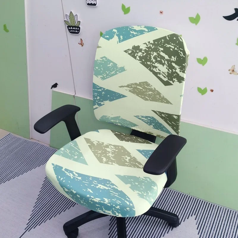 Printed Office Computer Chair Seat Cover High Stretch For Universal Swivel Chair Spandex Non-Slip Machine Washable Seat Covers