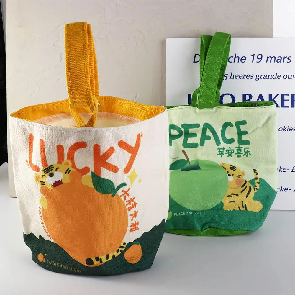 

Fresh Graffiti Print Canvas Bucket Bag Korean Style Handbag Outing Shopping Bag Women Casual Cute Handbag