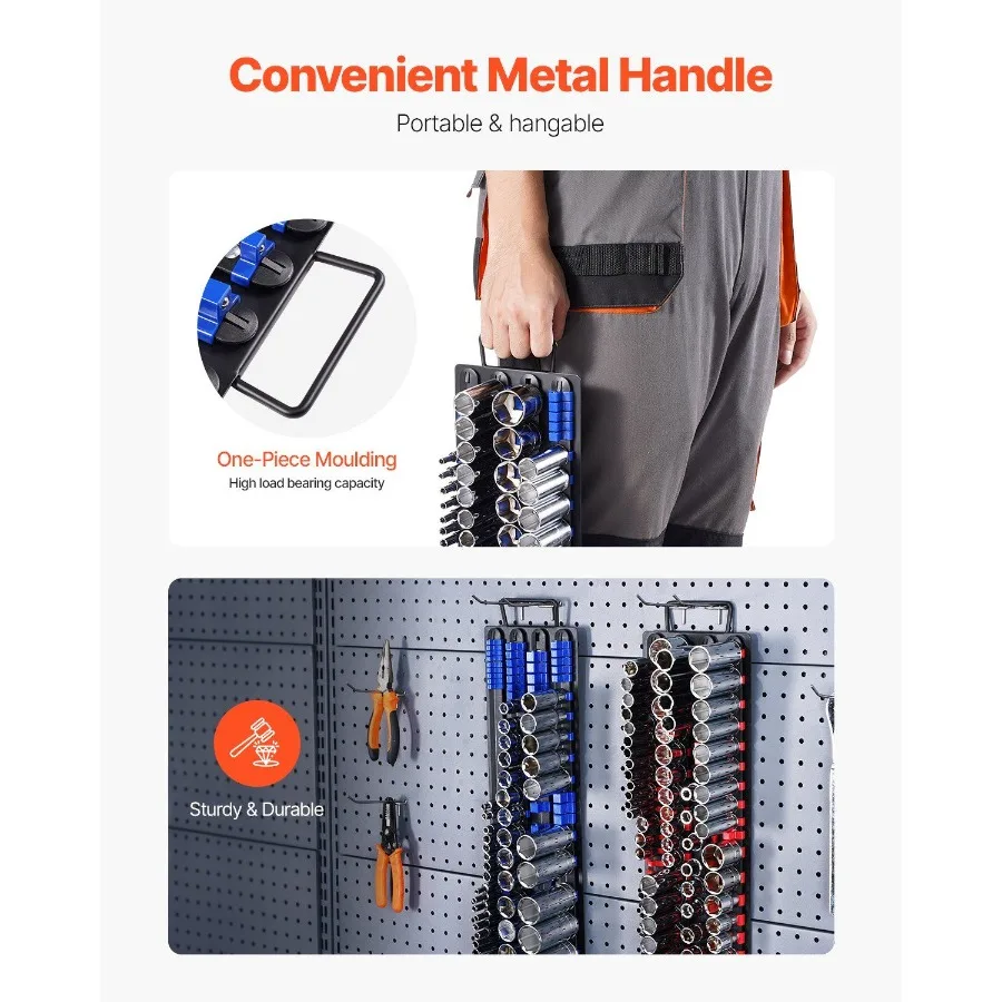 Set di organizer per prese portatili recentemente aggiornato 2 pezzi 160 clip Vassoio per prese in acciaio metrico SAE