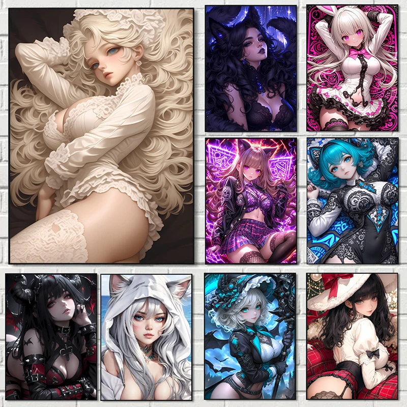 Affiche de Personnages de Dessin Animé Moderne et Mignon pour Femme et Fille, Affiche Populaire, Customisation, Art Mural, Décor de Maison