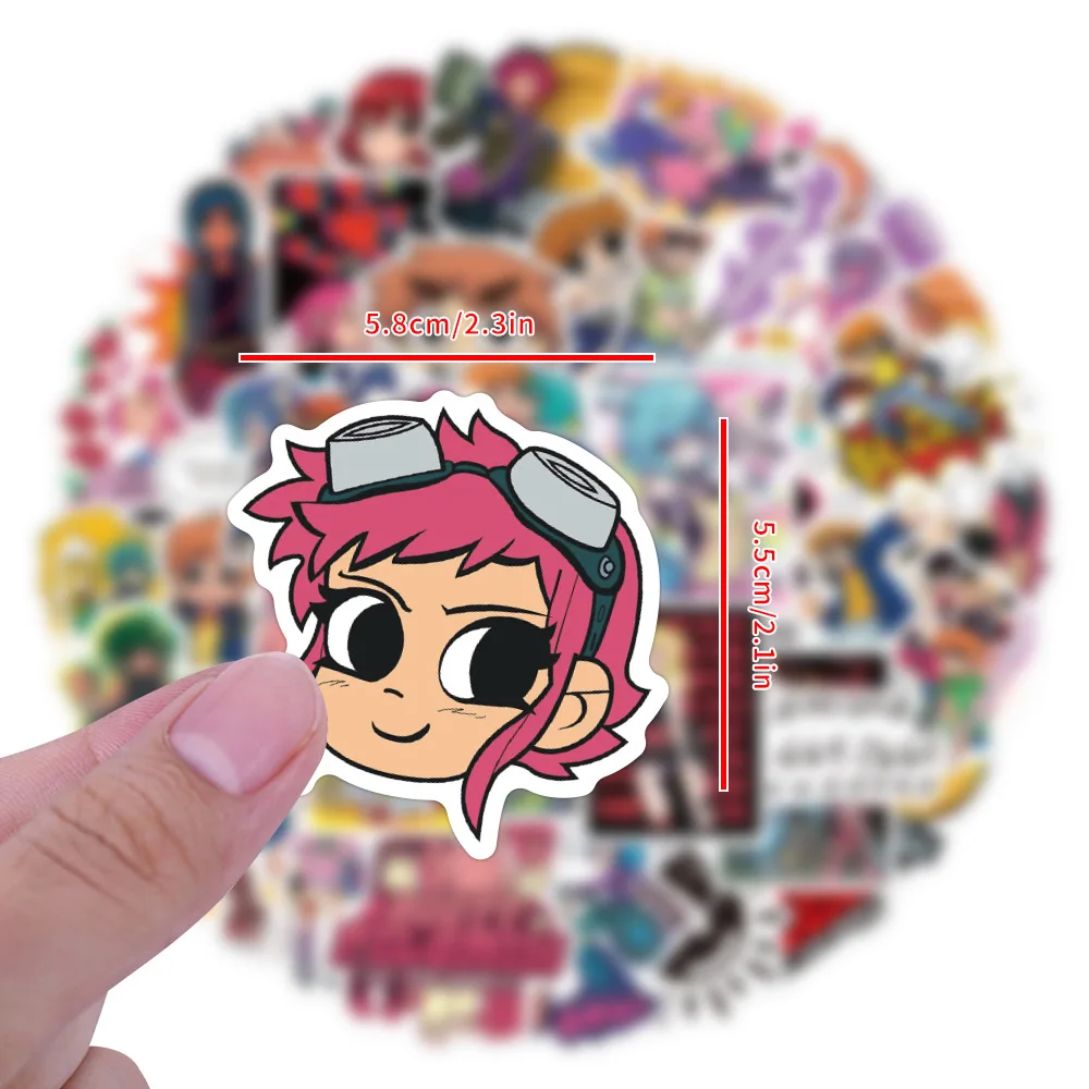 55pcs Cute Scott Pilgrim stickers Aesthetic Decals Decorative Scrapbook Notebook Phone Luggage Sticker DIY Toys view 3
