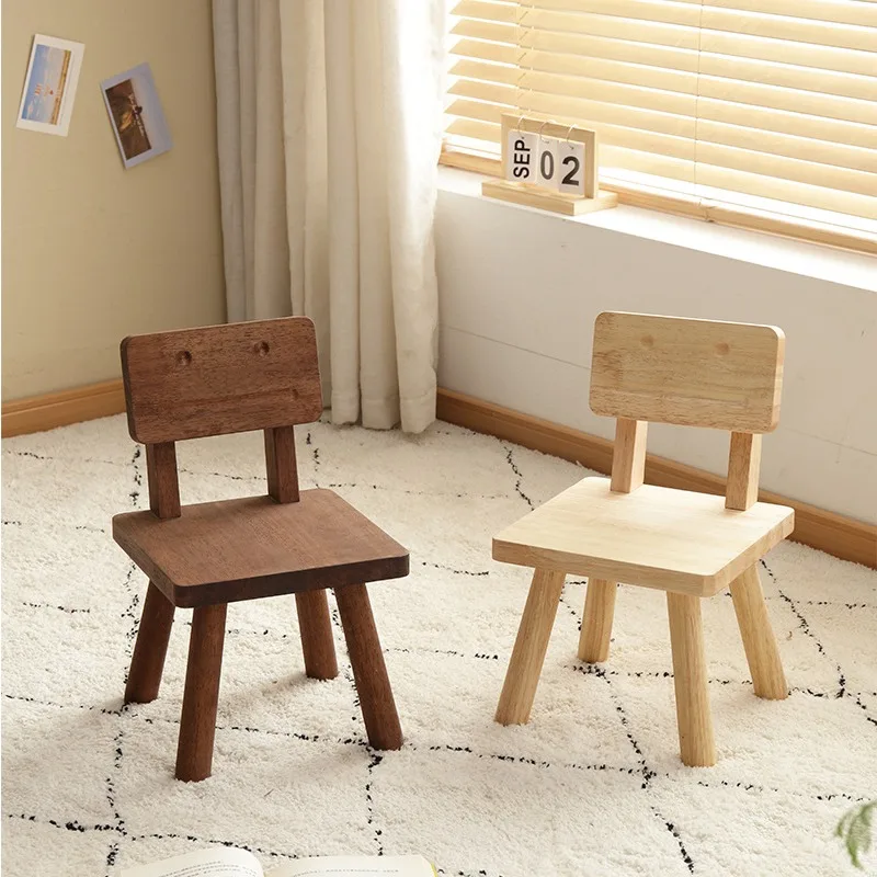 Solid wood stool Household shoe changing stool Children's backrest Small chair Wooden bench Square stool Small low stool