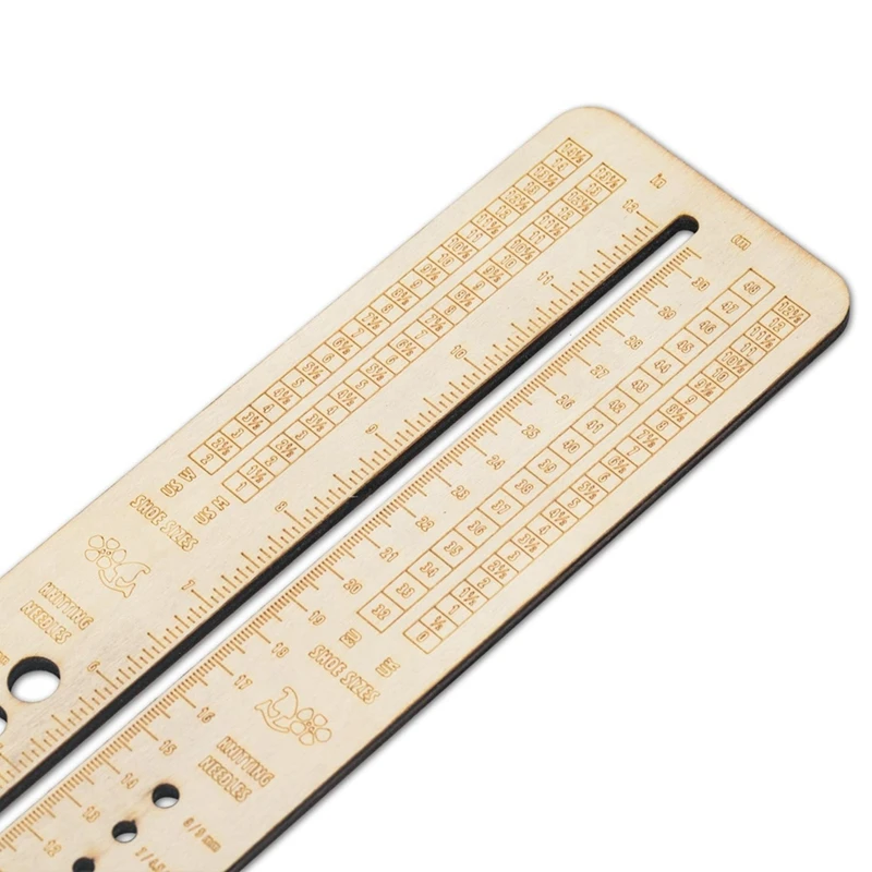 Wooden Sock Blockers For Knitting Needle Gauge Crochet Size Measurement Ruler Weaving Tool Needle Measuring Tool 32 X 8 X 0.5Cm