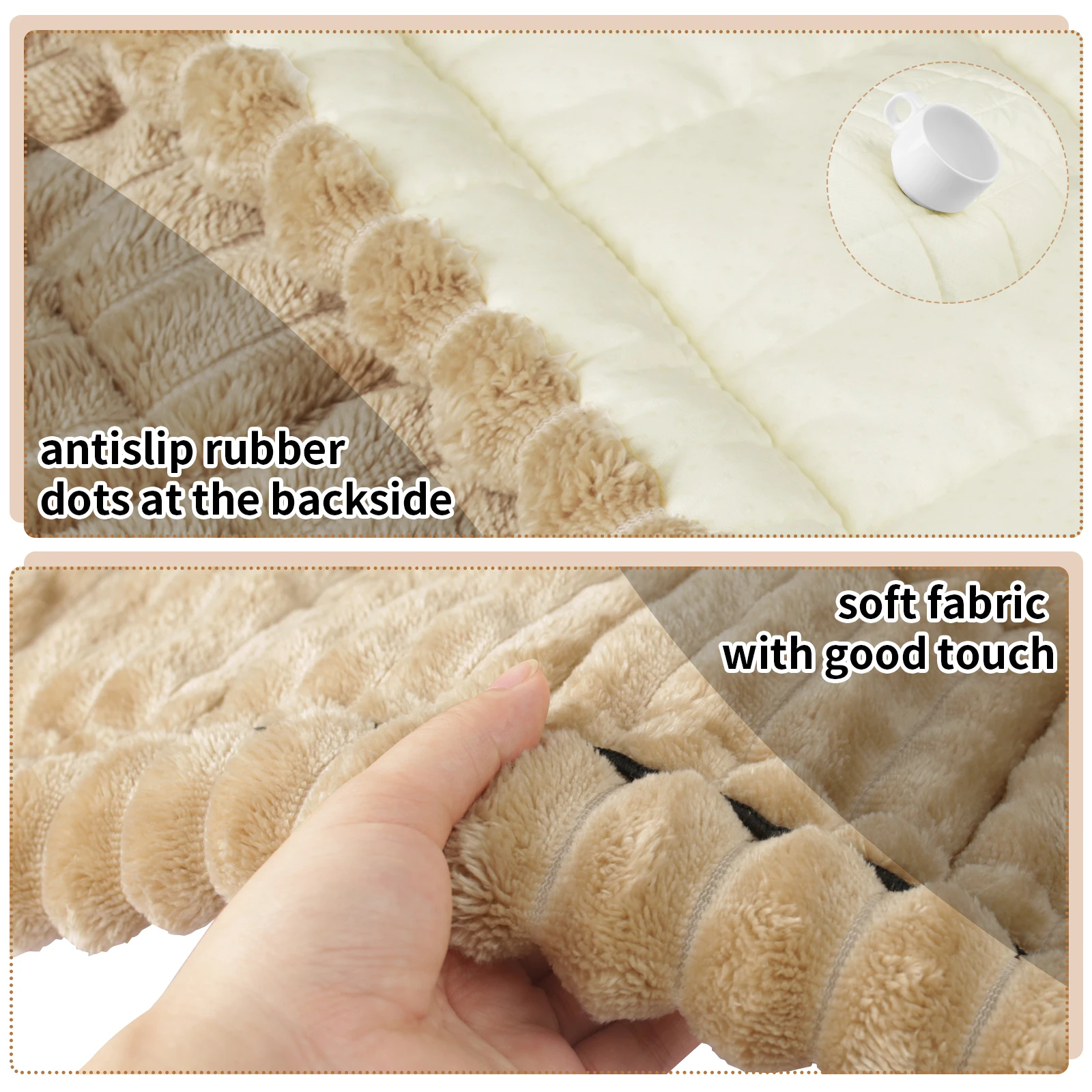 Thick Sofa Covers Soft Fuzzy Corduroy Universal Non-Slip Corner Couch Slipcover Washable Furniture Protector for Living Room Pet