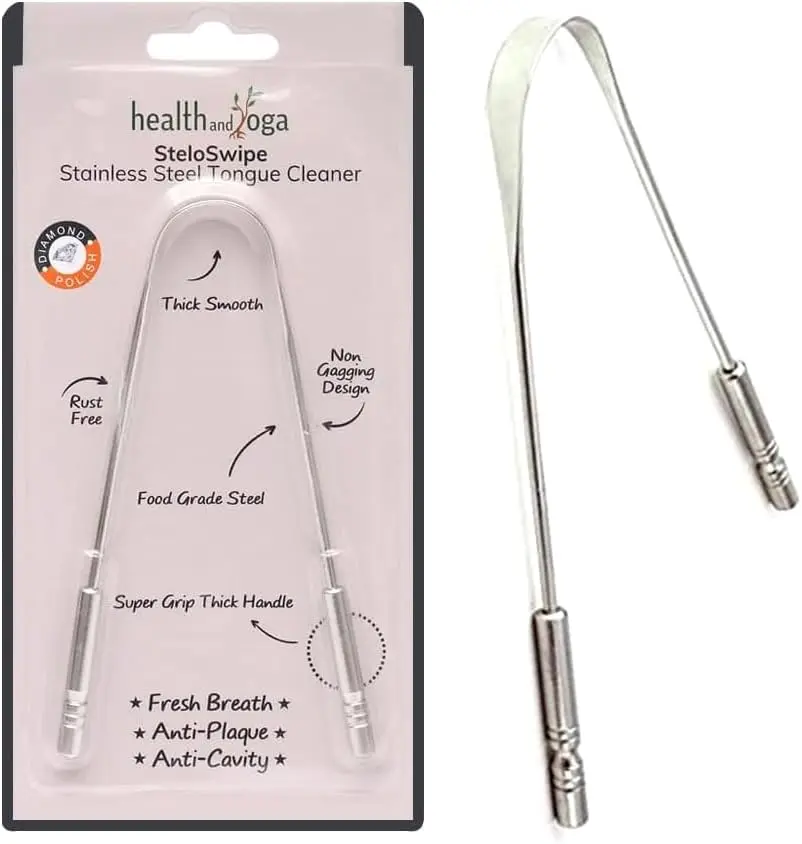 

Скребок для языка из хирургической стали с чехлом для хранения - гигиеничный, стерилизуемый инструмент для гигиены полости рта