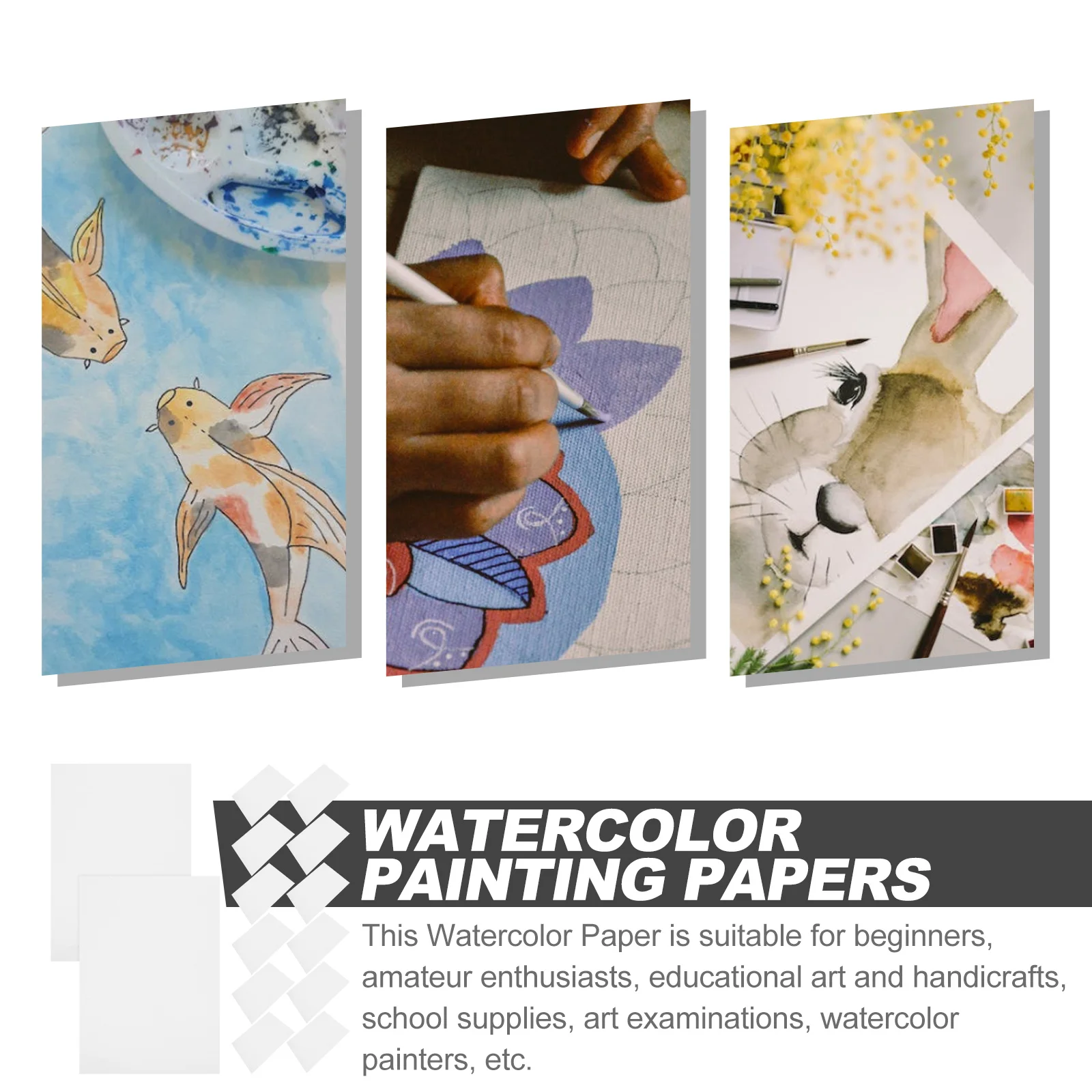 

50 Sheets Thick Watercolor Paper Multi-Use Artists Painting Papers for Watercolor Acrylic Drawing Sketching Students Supplies