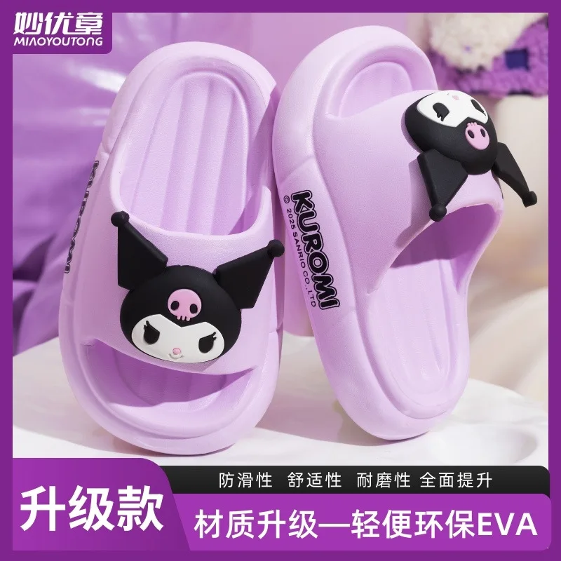 2026 Zomer Leuke Kuromi Meisjes Kids Slippers Hello Kitty Sanrios Anime Ouder-kind Kawaii Cinnamoroll Thuis Cartoon Antislip Schoenen