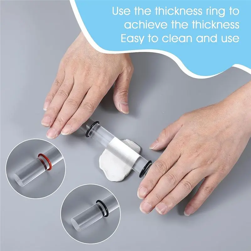 AT14 2Pieces Polymer Clay Tools, Acrylic Roller For Polymer Clay With Thick Ring, Clear Clay Art Craft DIY Polymer Clay Tools - view 2