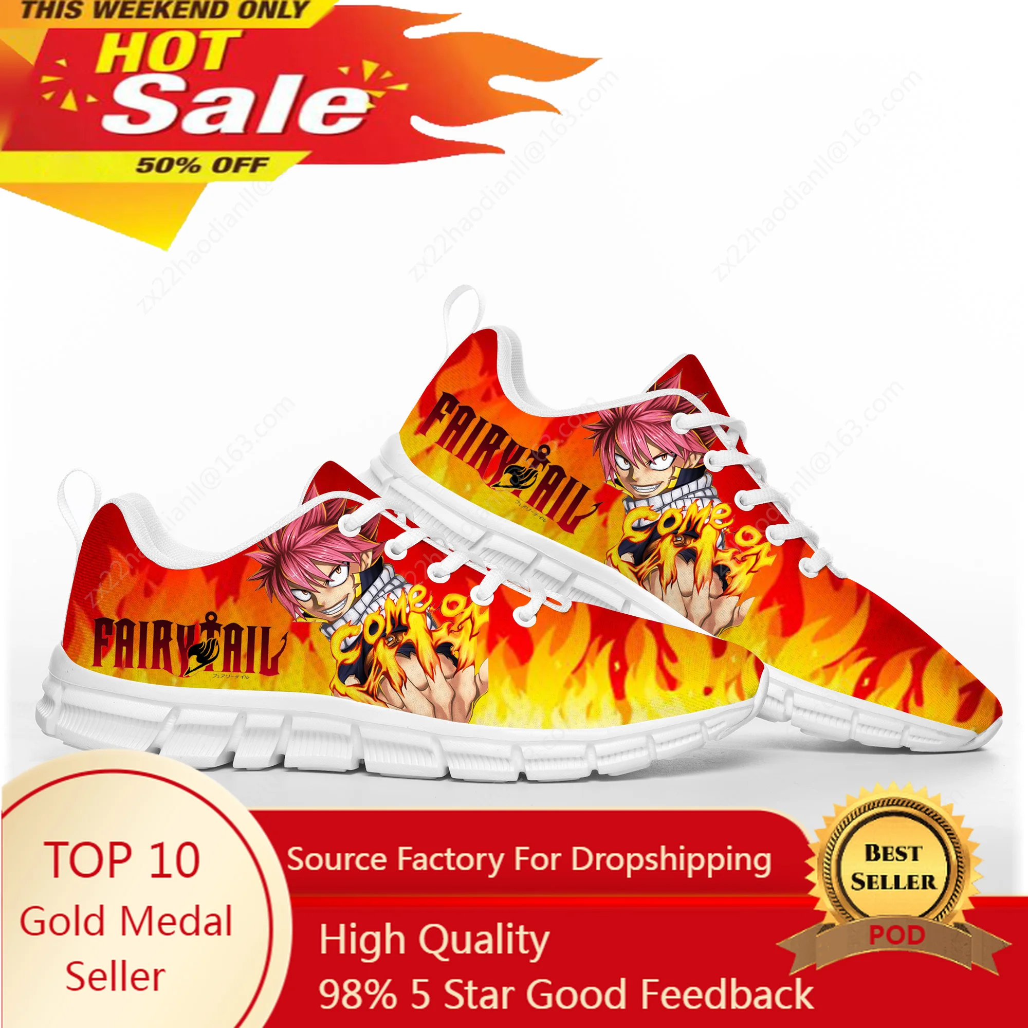 

Anime Fairy Tail Natsu Dragneel Sports Shoes Mens Womens Teenager Kids Children Sneakers Casual Custom High Quality Couple Shoes