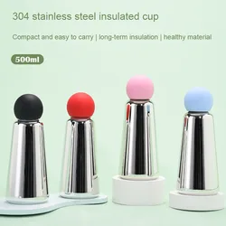 500ML Sports Thermos Cup For Children,Stainless Steel Vacuum Flasks,Silver Plating Drinkware,Outdoor Camping Travel Water Bottle