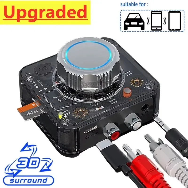 

Bluetooth 5.0 Audio Receiver 3D Stereo Music Wireless Adapter TF Card RCA 3.5mm 3.5 AUX Jack For Car Speaker Amplifier Headphone