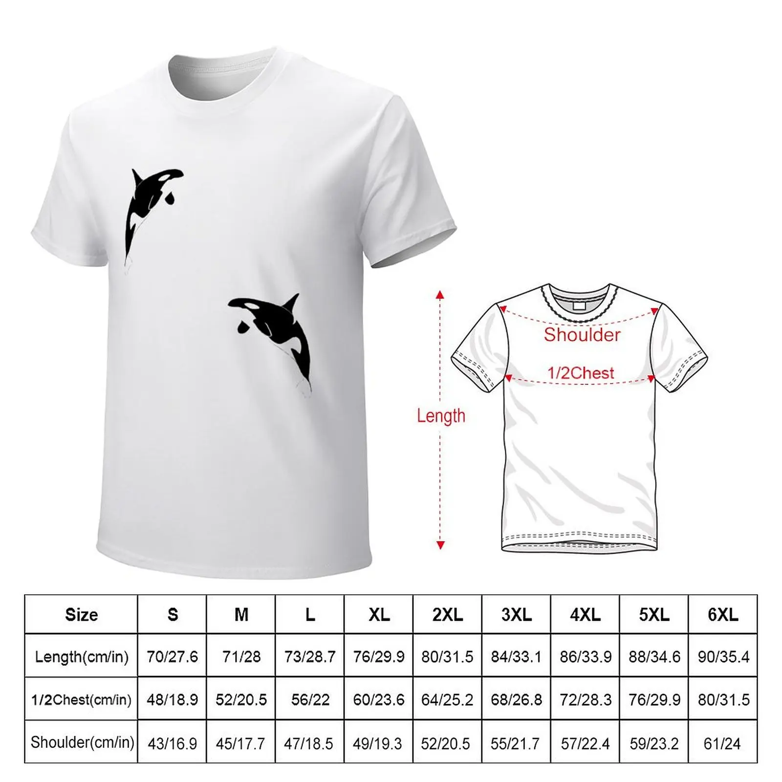 Orca Pattern in Black and White T-shirt Short sleeve tee quick drying fruit of the loom mens t shirts