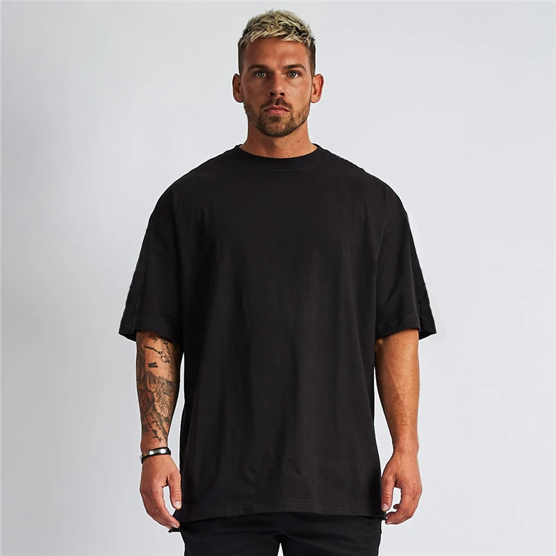 Plain 100% Cotton 220 Gsm Crew Neck Half Sleeve T-shirts for Men Casual Summer Oversized T-Shirt for Daily Wear Vacation Resorts image 4