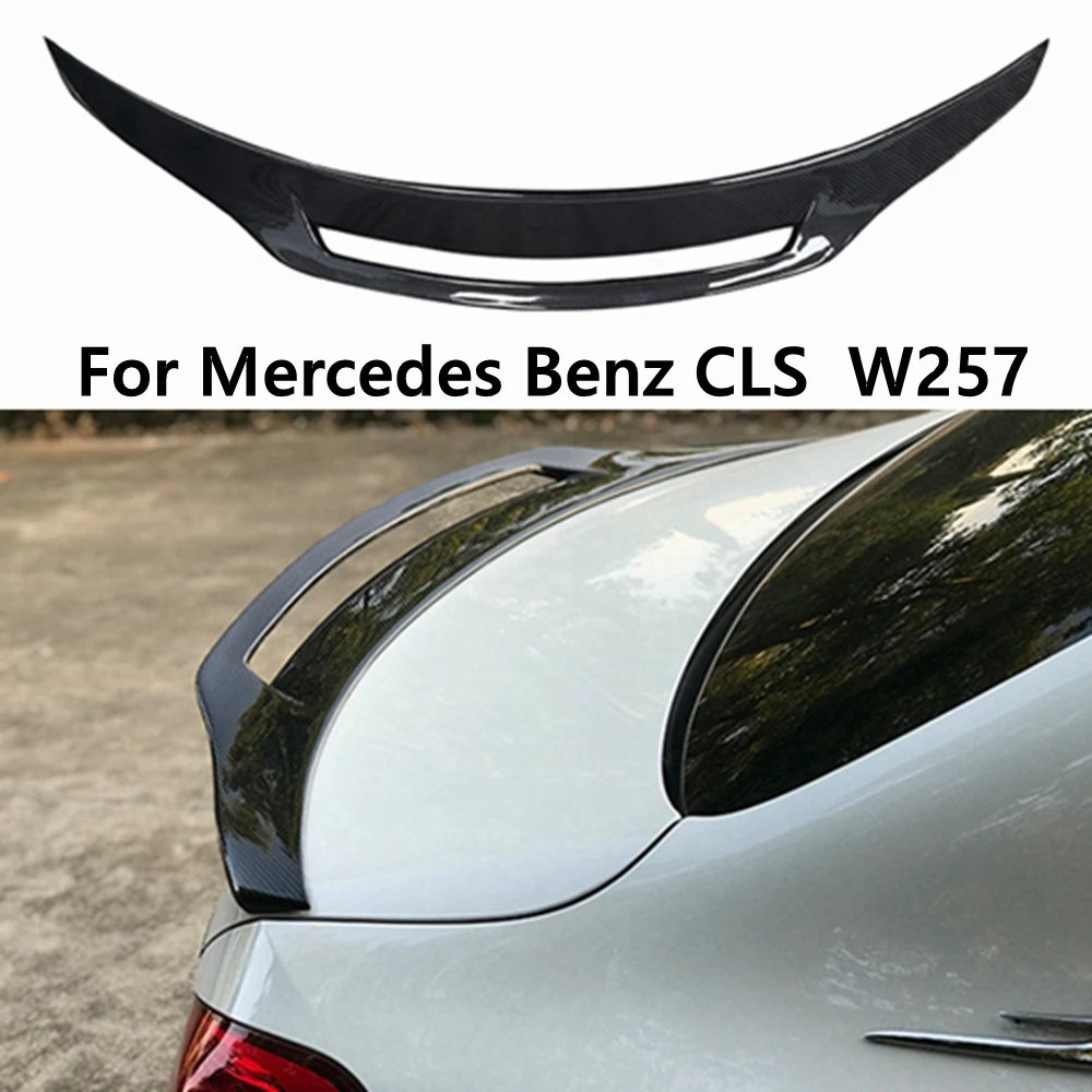 For Mercedes-Benz CLS C257 W257 GT Style Carbon Fiber Rear Spoiler Trunk Wing 2017-2023 FRP Forged carbon