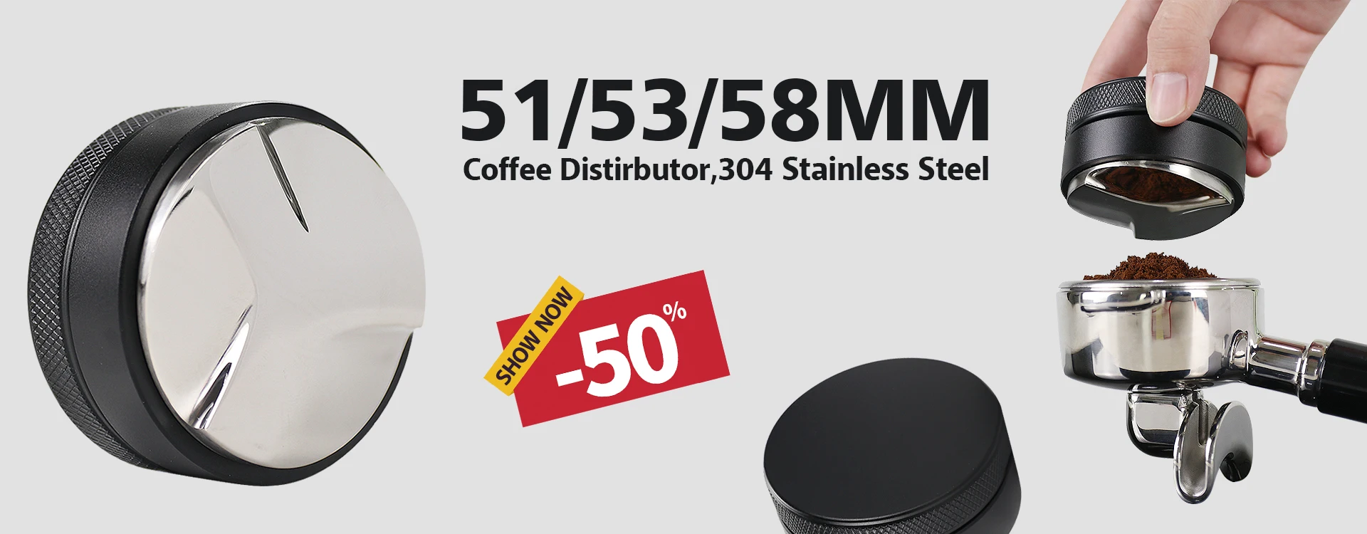 Kaffee Tamper 51mm 57mm 58,5mm Für Delonghi Breville Lelit Siebträger Edelstahl Espresso Zubehör Ecke Barista werkzeuge – Detail 2