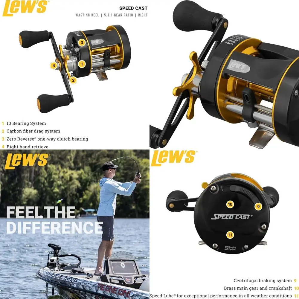 

Speed Cast 5.3:1 Right Hand Casting Reel, Black/Gold
