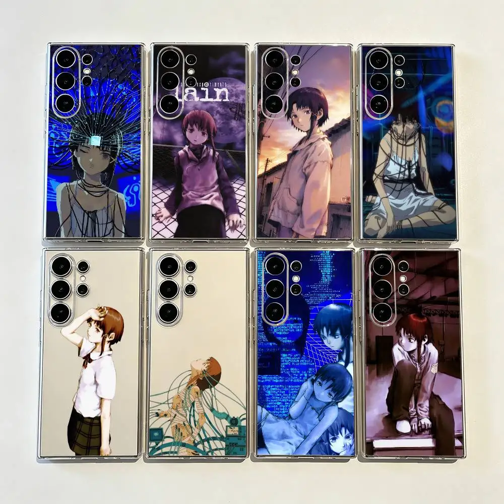 Funda transparente con diseño impreso de Serial Experiments Lain Precise Hole para Samsung Galaxy S26/S25/24/23/22/30/21/10/9, Ultra, Plus