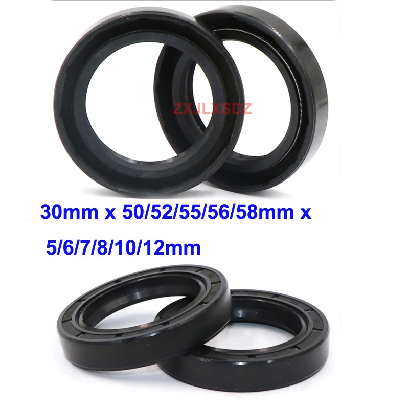 

5/10 Pcs NBR Rubber TC Double Lip Oil Seal 30mm x 50/52/55/56/58mm x 5/6/7/8/10/12mm