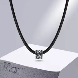 Vnox Vintage Stainless Steel Celtic Knot Charm Necklace for Men, Casual Black Rope Chain Neck Collar Male Jewelry