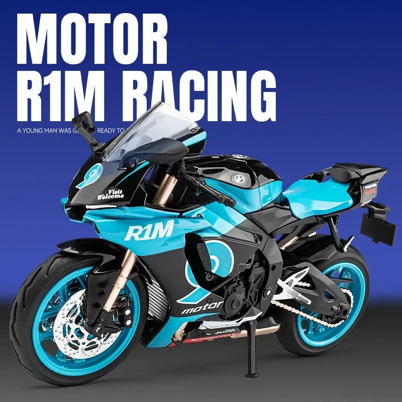 1:12 Yamaha YZF-R1M lega Die Cast modello di moto collezione di veicoli giocattolo suono e luce fuoristrada Autocycle Toys Car