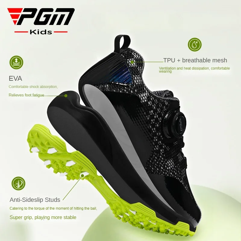 PGM Golf Shoes Breathable Mesh Sneakers for Kids and Teenagers Knob Comfortable Lace Non-slip Shoes XZ375