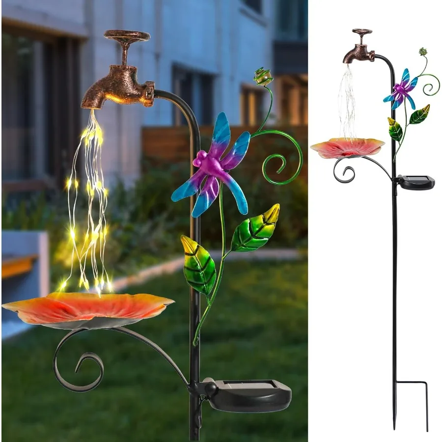 

Solar Garden Lights Outdoor Decorative Dragonfly Solar Stake Faucet Shape Pathway Lights for Garden Lawn Patio Yard Outdoor Dec
