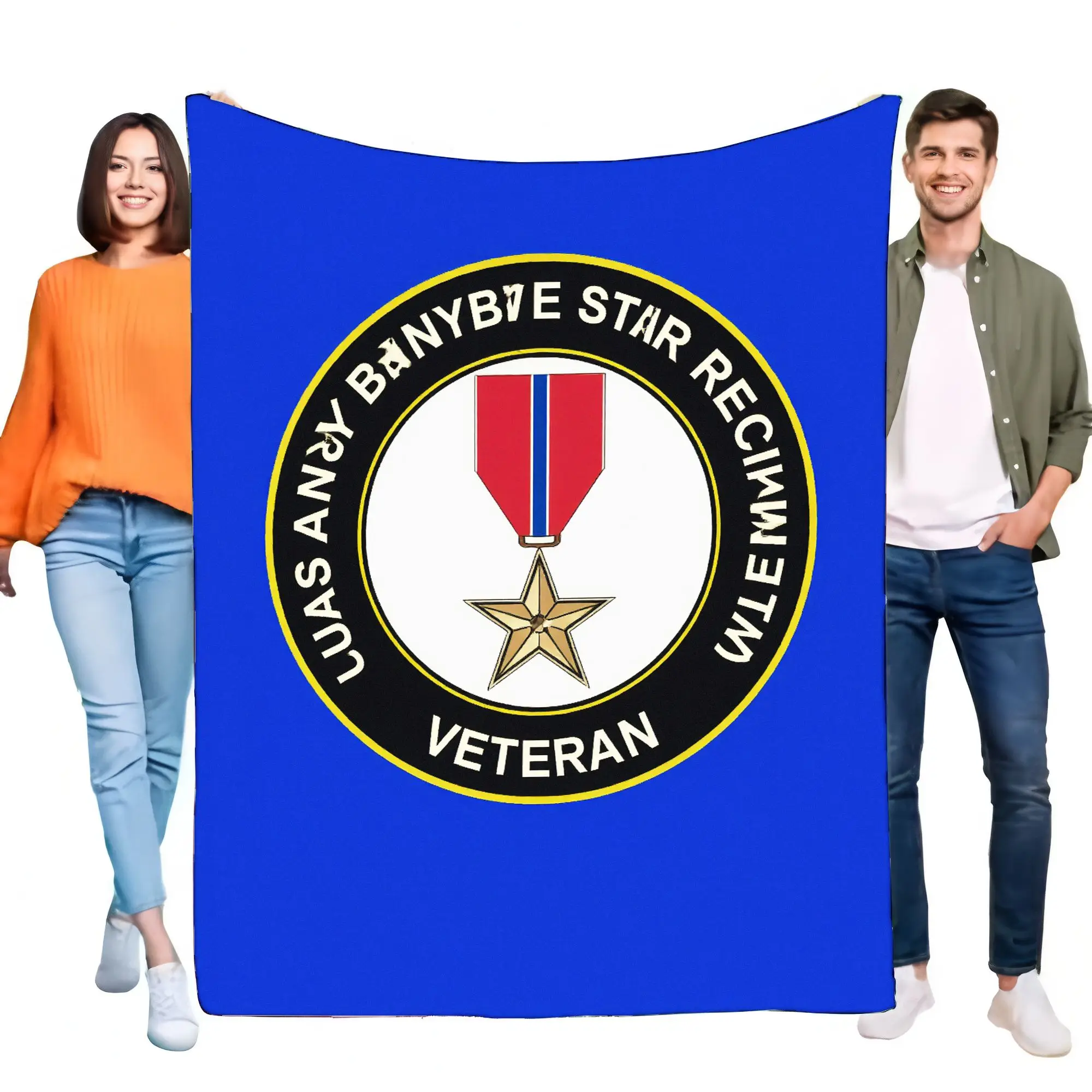 LUSAN BY BANYBTE STAR RECIMN VETERAN Manta grande azul informal decoración del hogar regalo para hombres y mujeres suave acogedor cálido ligero