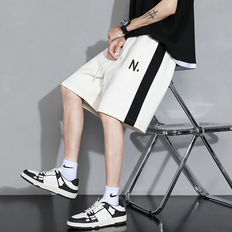 

Повседневные баскетбольные шорты для мужчин, летние тонкие модные брюки-капри с принтом, спортивные штаны с завязками и буквенным принтом