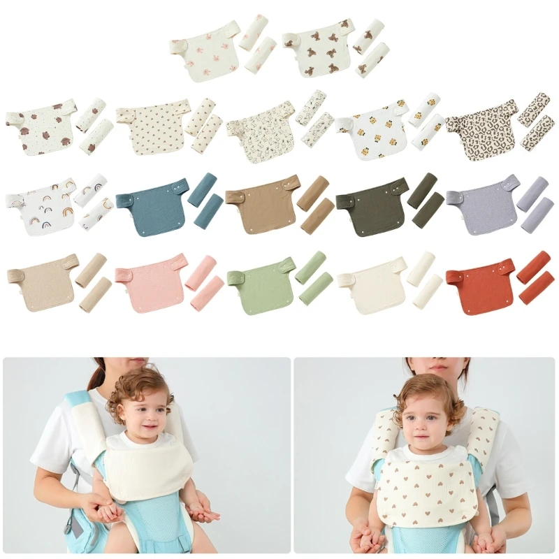 67JC SoftCotton Pad Baby Waist Stool Drool Bib Baby Strap for Baby Carrier Drool Teething Pads Newborn Teething Saliva Towel