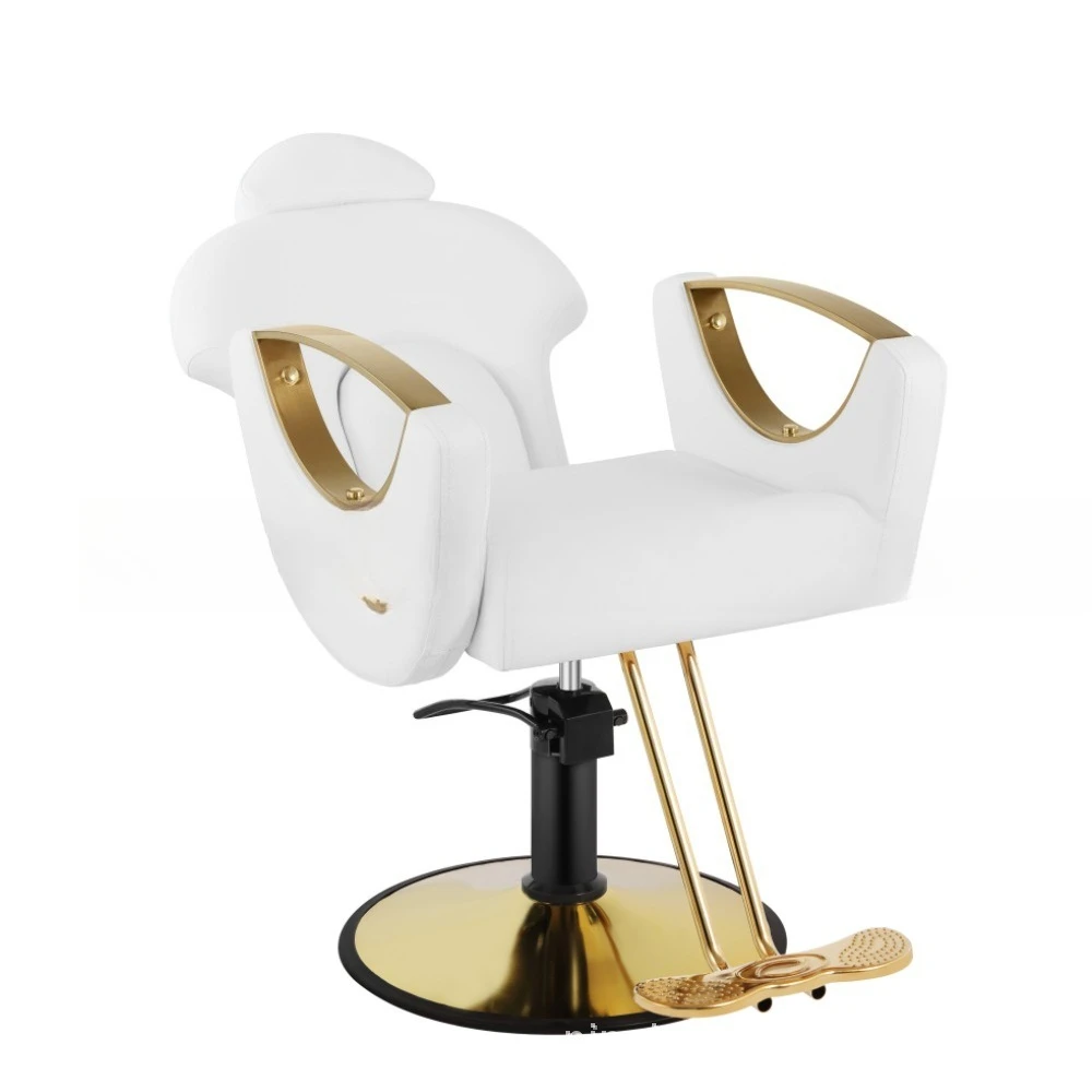 

Ladies Hair Chair Gold-plated Barber Chair Rotatable Makeup Chair