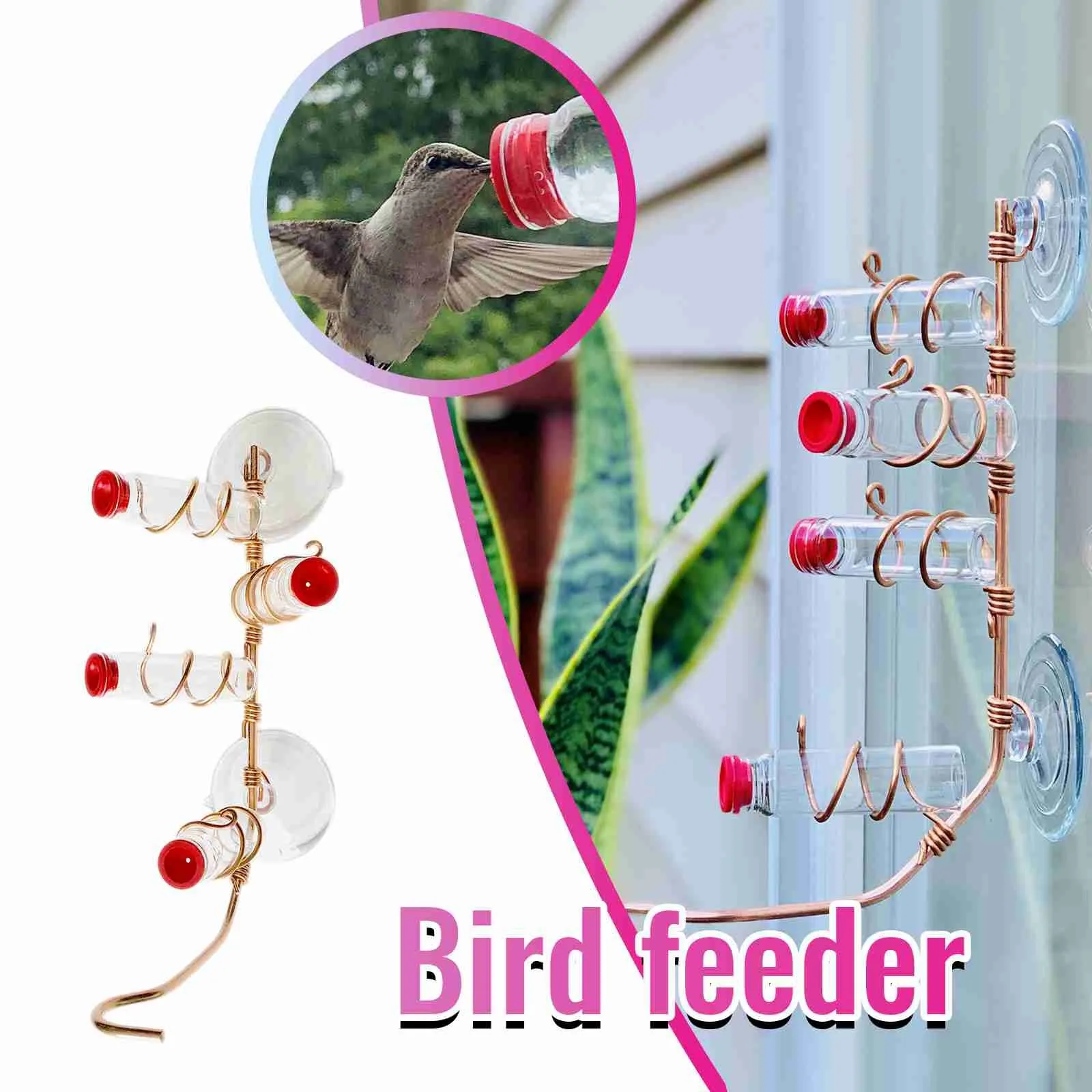 Reusable Modern Style Hummingbird Feeder Handcrafted Hanging Portable Window Suction Cup Sweet Feeder for Garden Supplies 1pcs