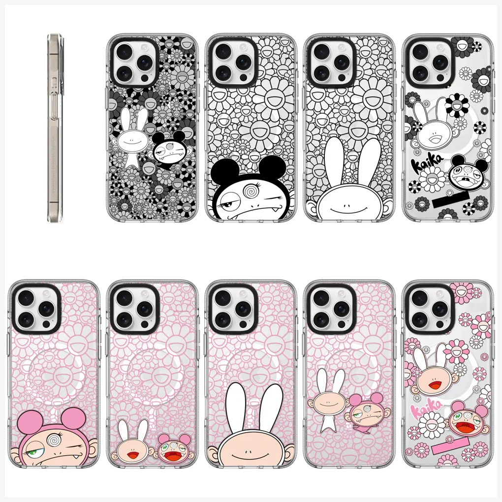 

Transparent Border Acrylic Magnetic Case - Fits IPhone 13 Pro Max Through 16 Pro Max Cartoon Flowers Pattern