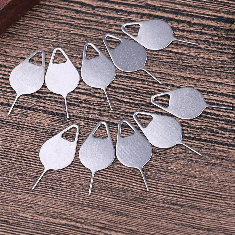 10PCS Sim Card Tray Removal Eject Pin Key Tool Stainless Steel Needle