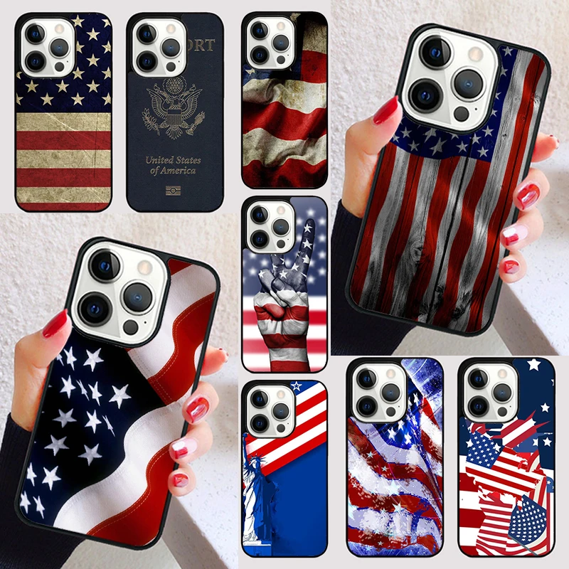 Funda con bandera de Estados Unidos para iPhone, 15, 16, 13, 12, 11, 14 Pro Max, Mini Max, SE 2020, 7, 8, 15, 16 Plus