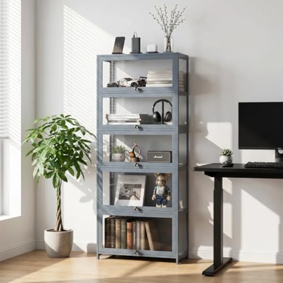 5-Tier Display Cabinet with Acrylic Doors, 68" Tall Curio Cabint
