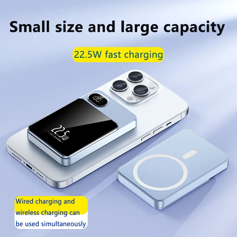 Portable 5000mAh Wireless Power Bank: Display, Smart Chip, Safety & Stability, Rapid Charge, Multiple Colors