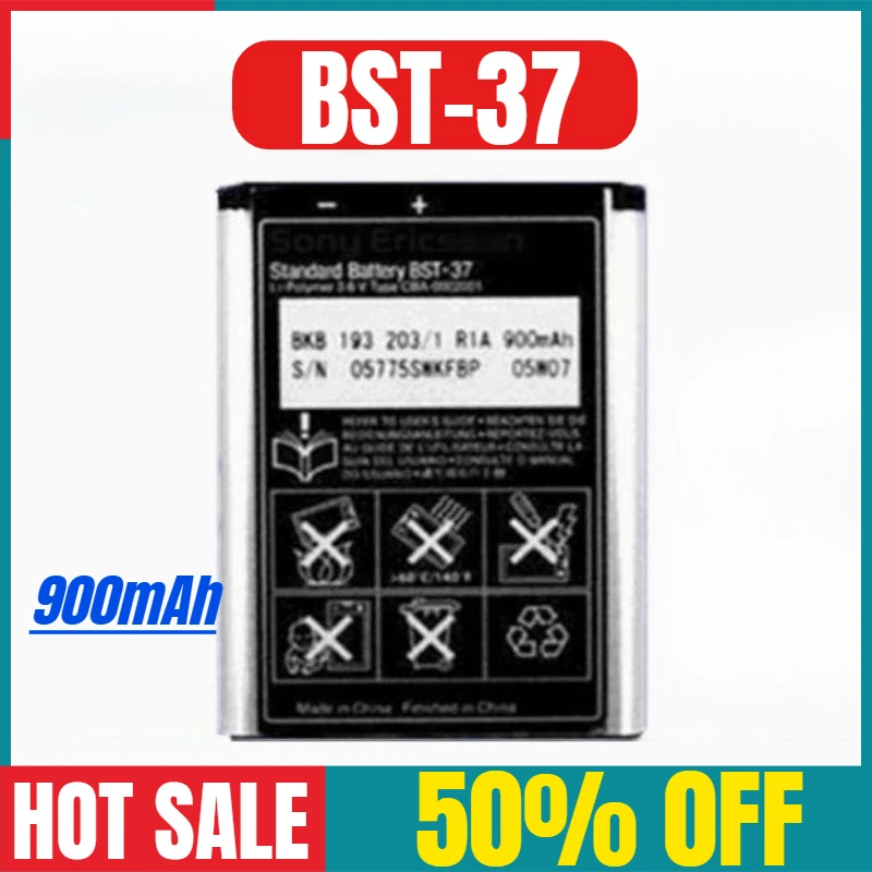 

900mAh for Sony BST-37 W550C W810C W700C W710C K750C W800 Mobile Phone Battery