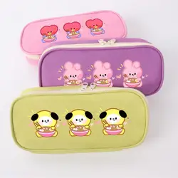 Cartoon Bt21 astuccio Kawaii Tata Cooky scatola di cancelleria a vela stampata astuccio per matite scatola di immagazzinaggio portatile per materiale scolastico per studenti