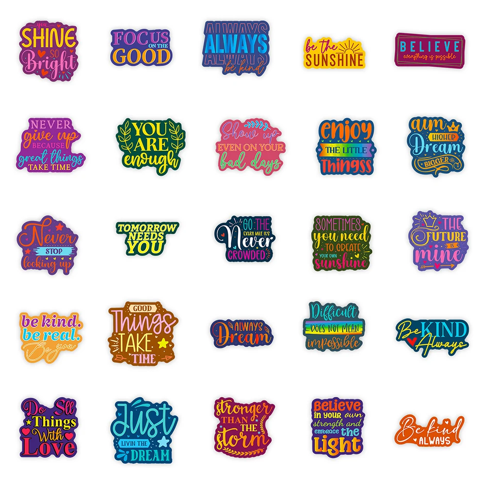 10/30/50 قطعة عبارات ملهمة ملونة ملصقات الكرتون مقاوم للماء Skateboard بها بنفسك لوح التزلج الغيتار دفتر لطيف الكتابة على الجدران ملصق حزمة #5