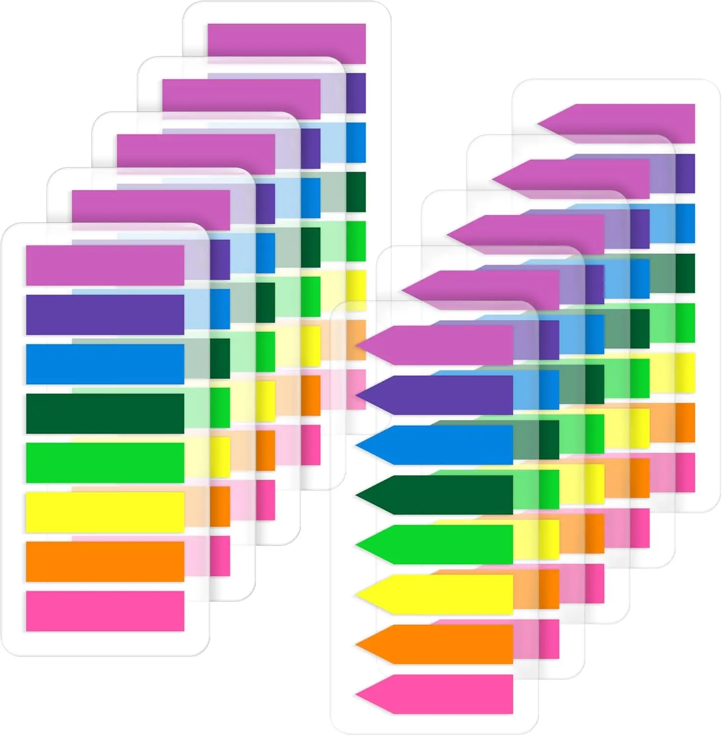 2000 Pcs Bright Sticky Tabs, Translucent Page Markers, 8 Colors, 10 Sets for Notebooks
